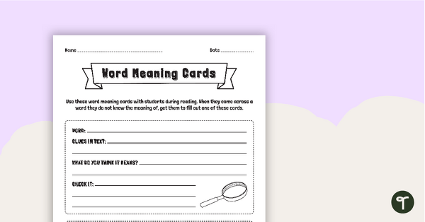 Go to Finding Word Meaning In Context - Word Meaning Cards teaching resource