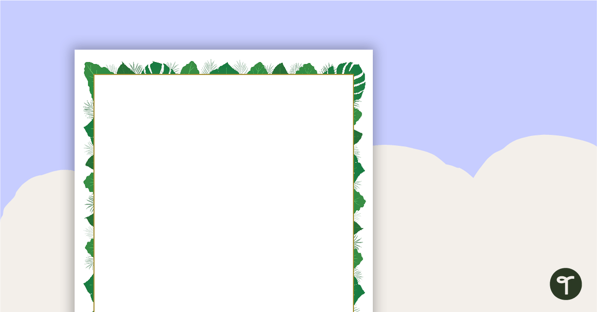 Lush Leaves White - Portrait Page Borders teaching resource