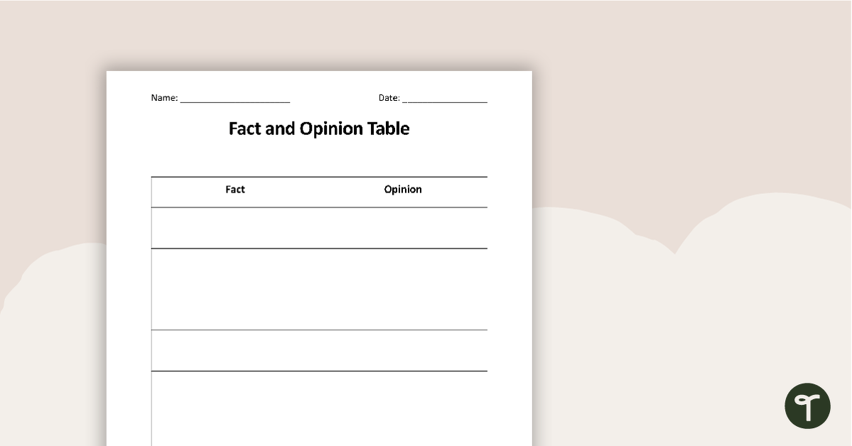 Fact or Opinion - Sentence Sort Worksheet teaching resource