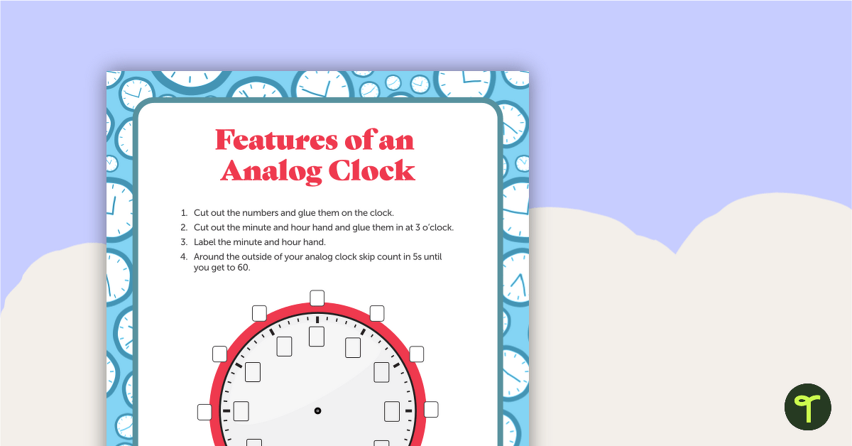 Analog Clock Features teaching resource