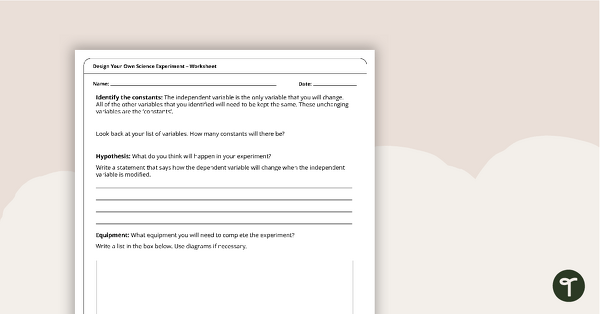 Design Your Own Experiment Worksheet teaching resource