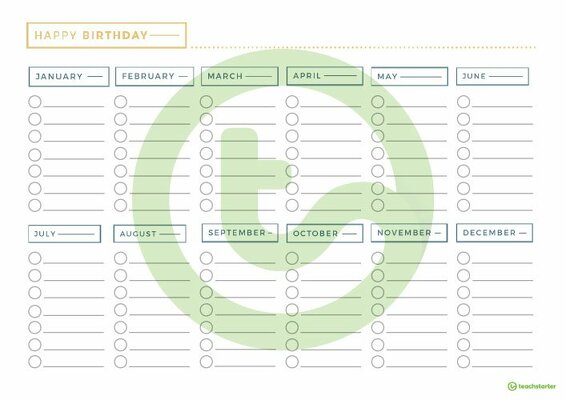 Angles Printable Teacher Diary - Birthdays (Landscape) teaching resource