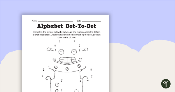 Go to Connect the Dots Printable Alphabet Worksheet (Robot-Themed) teaching resource