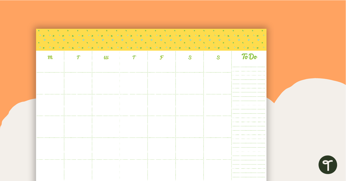 Generic Calendar Template - Math teaching resource