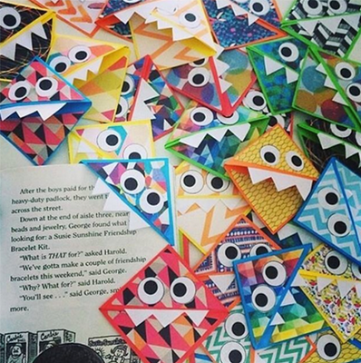 Monster-Themed Corner Bookmark Craft Template teaching resource