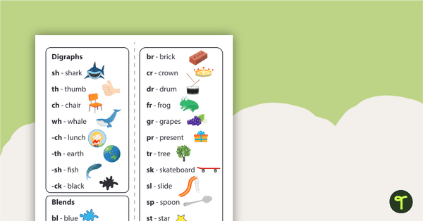 Common Blends and Digraphs Bookmarks teaching resource
