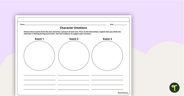 Go to Character Emotions Worksheet teaching resource