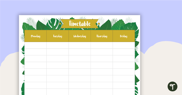 Go to Lush Leaves White - Weekly Timetable teaching resource