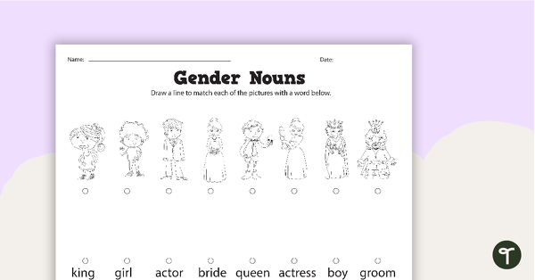 Preview image for Gender Nouns Worksheets - teaching resource