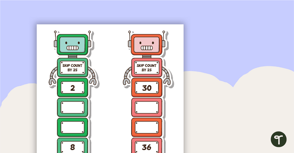 Preview image for Skip Counting Robot Strips - 2s, 5s, and 10s - teaching resource