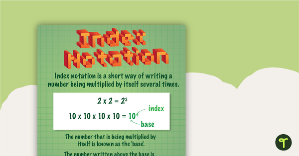 Index Notation Poster teaching resource