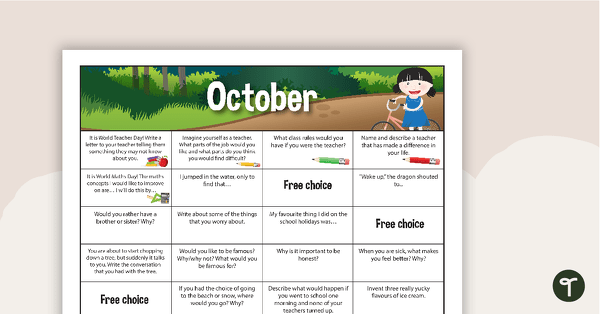October Writing Prompts - Lower Primary teaching resource