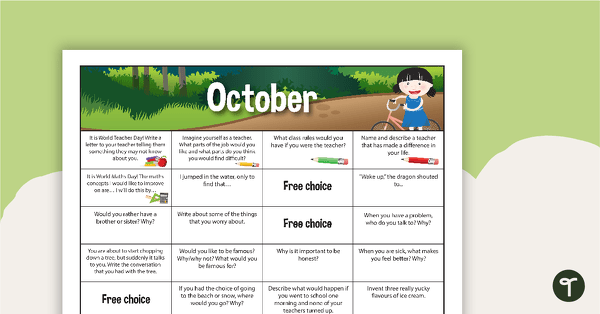 Go to October Writing Prompts - Lower Primary teaching resource