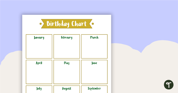 Lush Leaves White - Happy Birthday Chart teaching resource