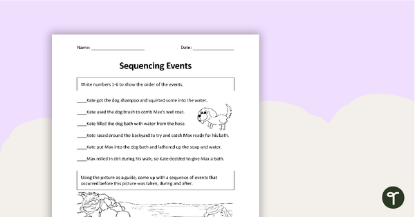 Sequencing - Events Worksheet teaching resource