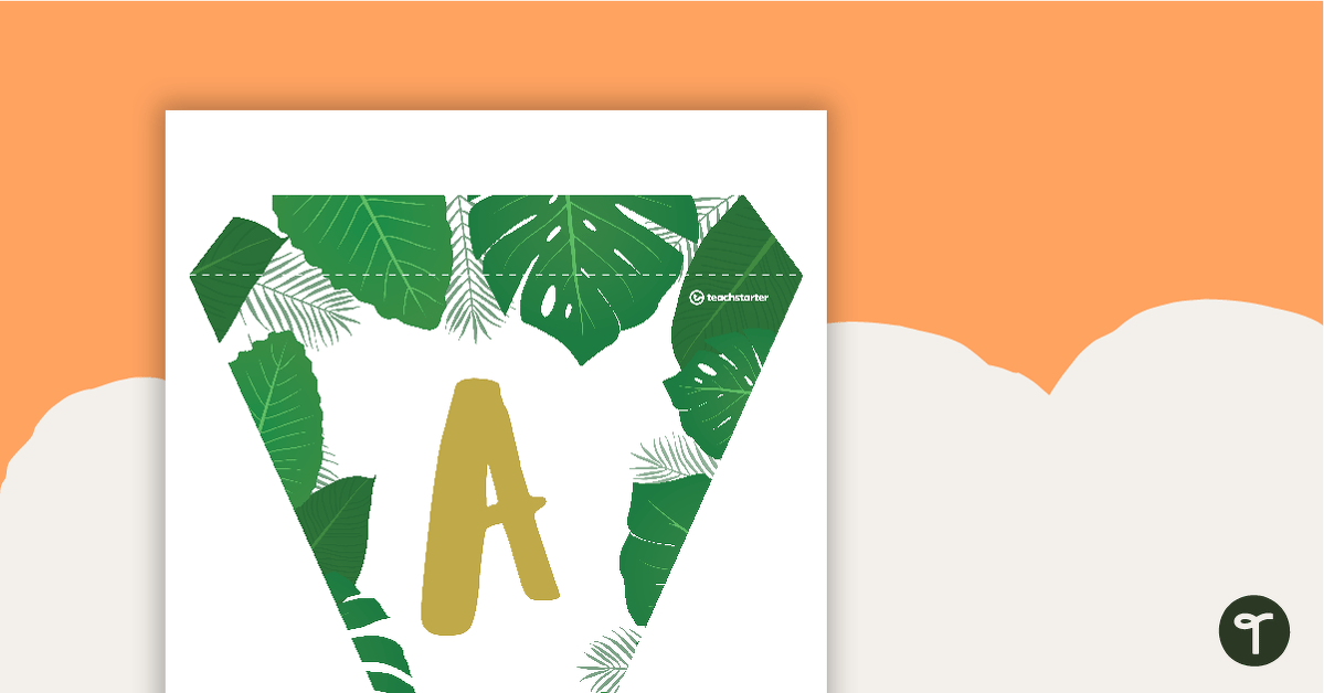 Lush Leaves White - Letters and Numbers Bunting teaching resource