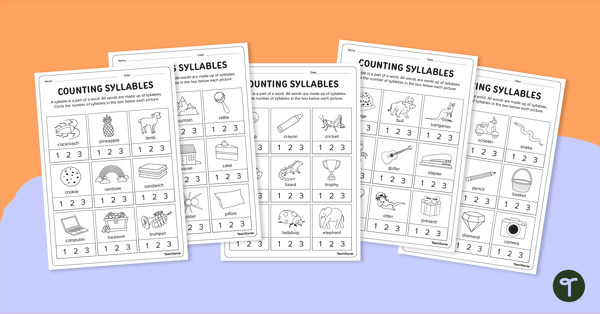 Preview image for Count the Syllables - Worksheets - teaching resource