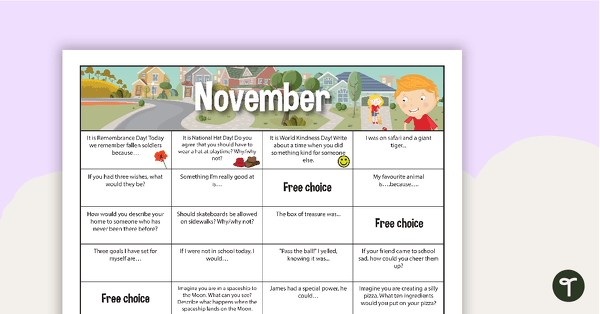 Go to November Writing Prompts - Lower Primary teaching resource