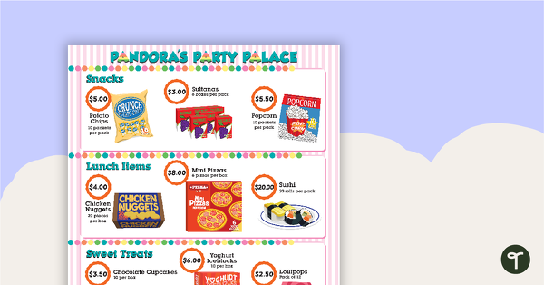 Preview image for Pandora's Party Palace Maths Activity – Middle Years - teaching resource
