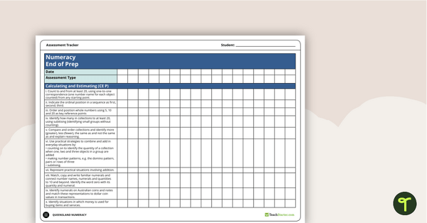 Go to Numeracy Assessment Tracker - Prep (QLD) teaching resource