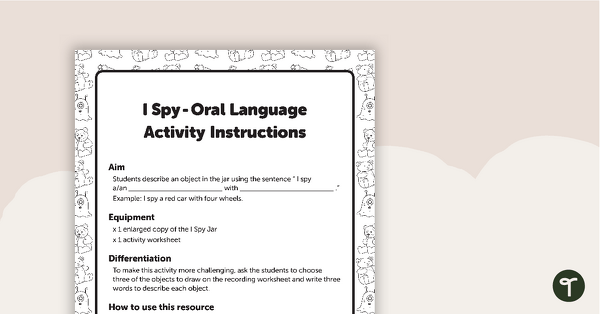 Preview image for I Spy - Oral Language Activity - teaching resource