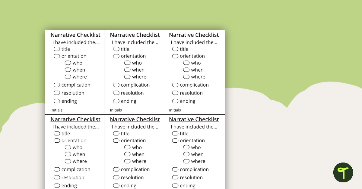 Narrative Writing Checklist teaching resource