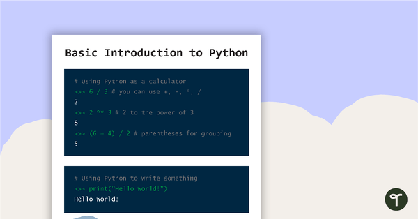 Basic Python Programming Language Poster Cheat Sheet teaching resource