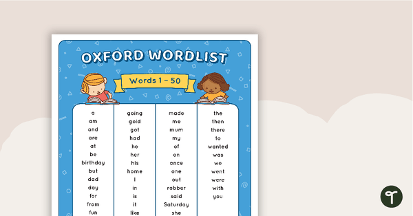 Go to Oxford Wordlist Mats - Words 1 to 354 teaching resource