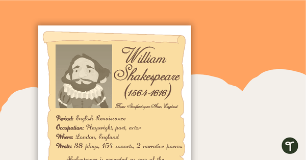 William Shakespeare Fact Sheet teaching resource