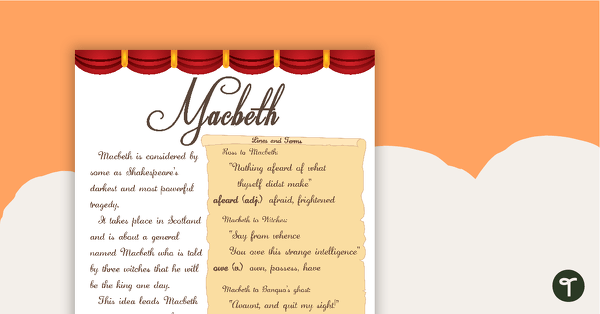 Macbeth - Shakespeare Fact Sheet teaching resource