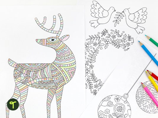 Christmas Mindful Colouring In Sheets teaching resource