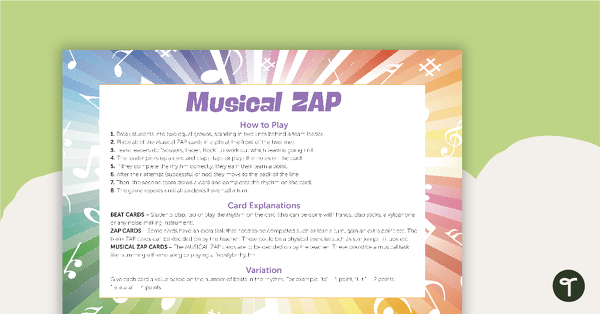Musical ZAP Game - Notes with Rhythm Syllables teaching resource