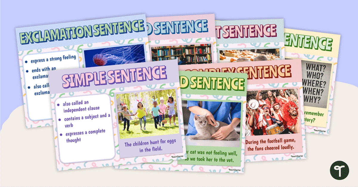 Four Types of Sentences Poster Collection - Primary and Intermediate teaching resource