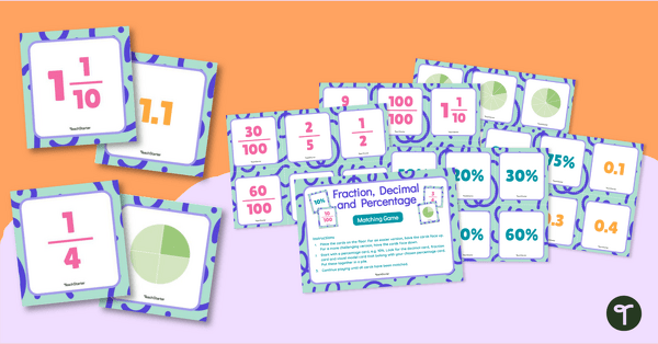 Go to Fraction, Decimal, Percentage Matching Game teaching resource