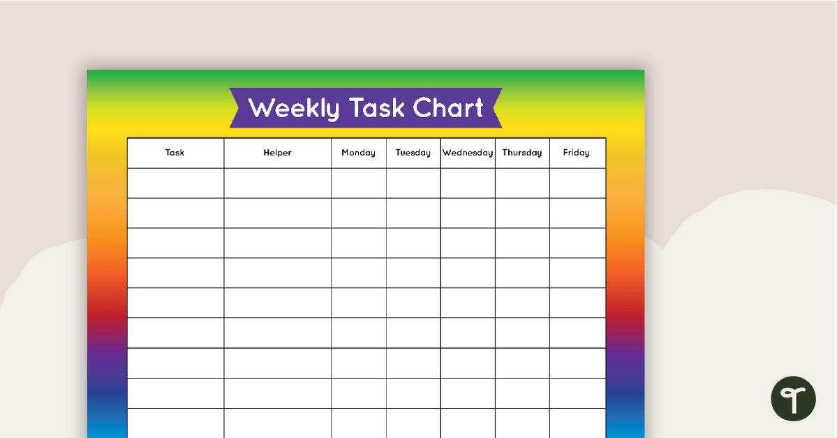 Rainbow - Weekly Task Chart teaching resource