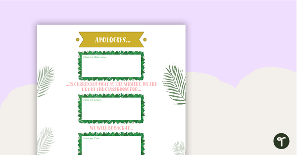 White Lush Leaves - Out of Class Poster teaching resource