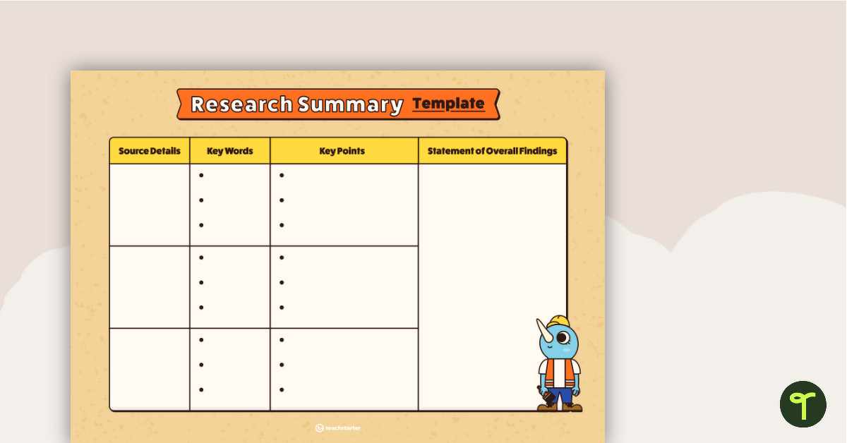 Research Summary Template teaching resource