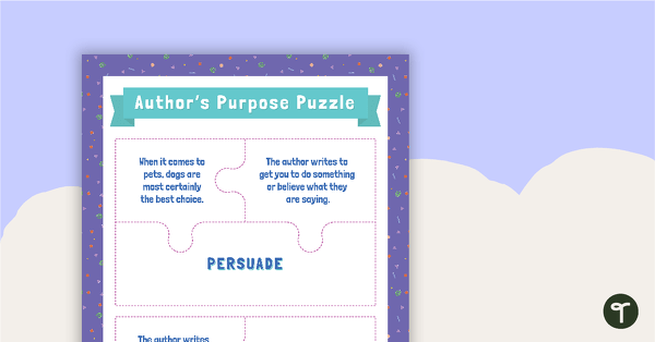 Go to Author's Purpose - Puzzle Activity teaching resource