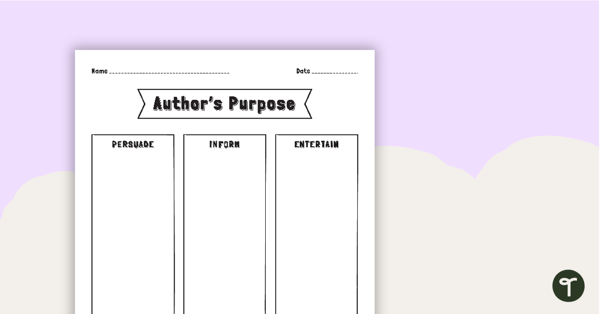 Author's Purpose - Sorting Worksheet teaching resource