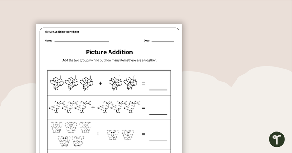 Picture Addition Worksheet teaching resource
