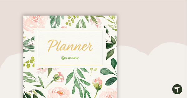 Go to Blush Blooms Printable Teacher Planner - Front and Back Cover teaching resource