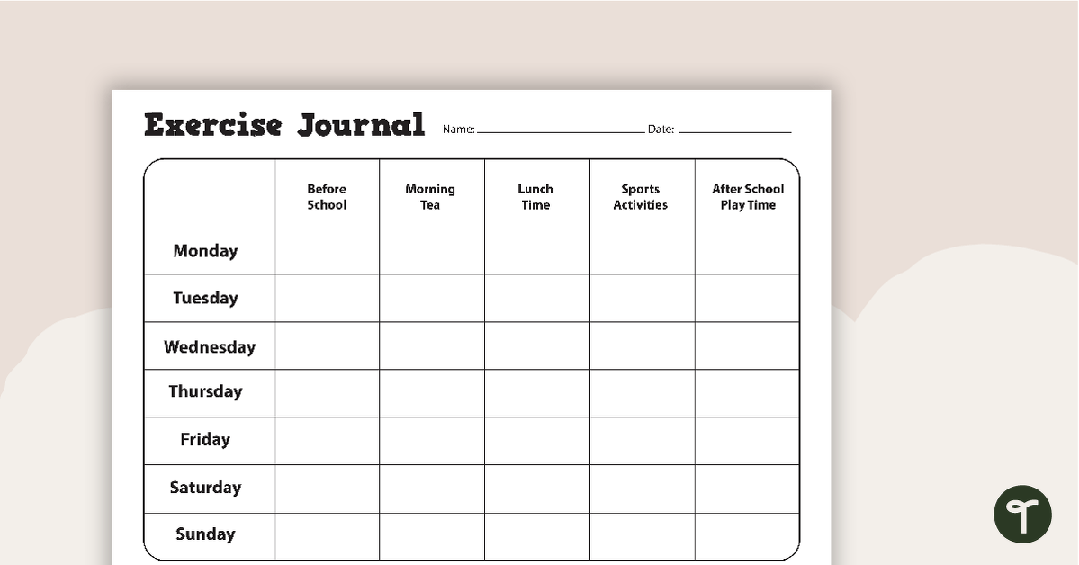 Exercise Journal Worksheet