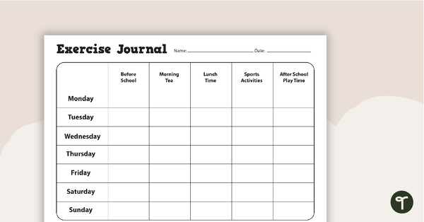 Image of Exercise Journal Worksheet