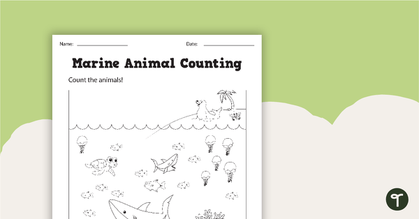 Marine Animal Counting Worksheet teaching resource