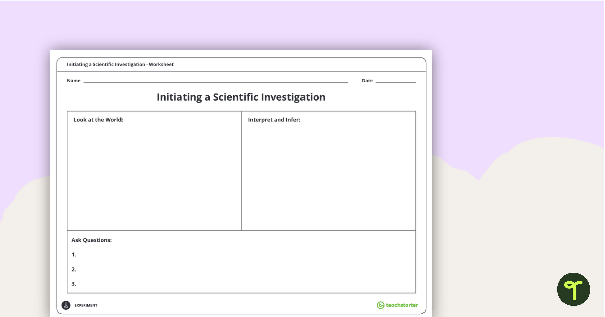 Initiating a Scientific Investigation Worksheet teaching resource