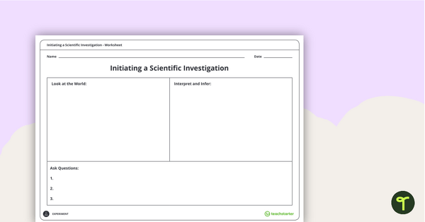Initiating a Scientific Investigation Worksheet teaching resource