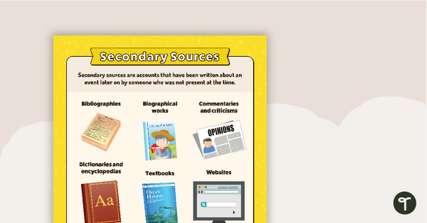 Preview image for Secondary Sources Poster (Alternate Version) - teaching resource