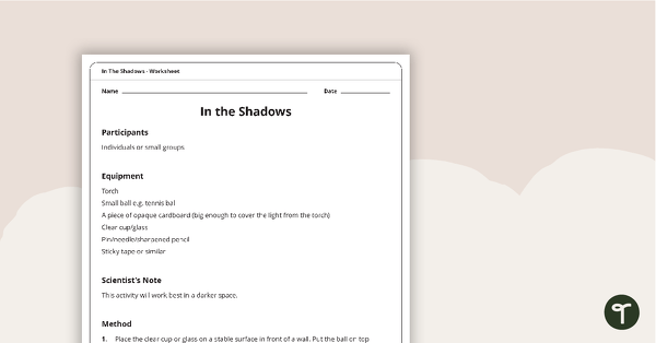 Go to In the Shadows Worksheet teaching resource