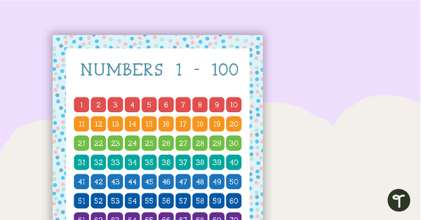 Preview image for Pastel Dots - Numbers 1 to 100 Chart - teaching resource