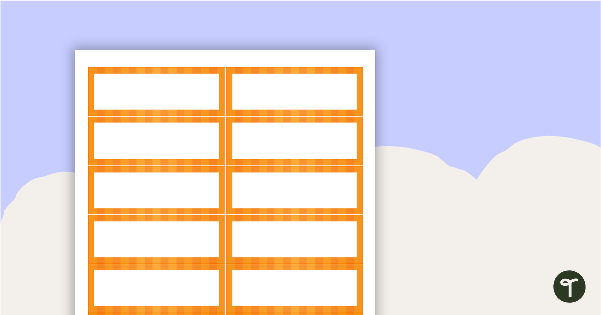 Desk Name Tags - Orange Stripes teaching resource